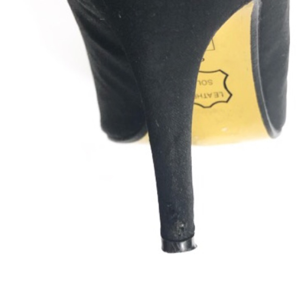 Valenti Franco Black Ruffled Peep Toe Heel Size 9 - Picture 6 of 7